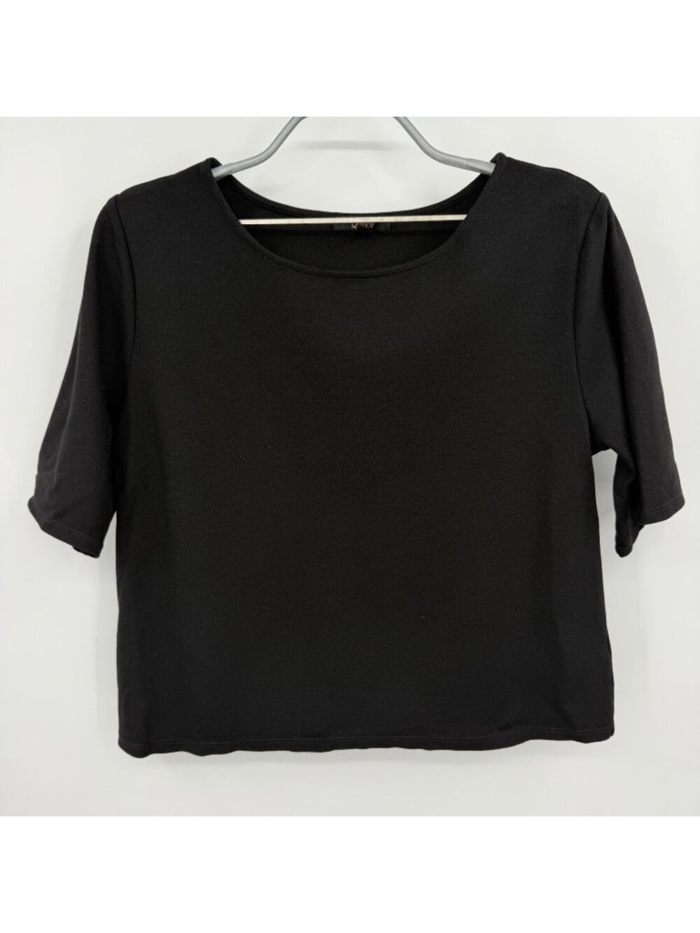 Quince Women's Black Ultra-Stretch Ponte Short Sleeve Top size M Medium